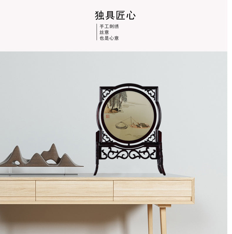 Xiang Embroidery Double-sided Embroidery Ornament Antique Landscape Office Home Decoration Ornament