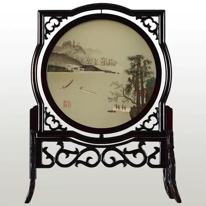 Xiang Embroidery Double-sided Embroidery Ornament Antique Landscape Office Home Decoration Ornament